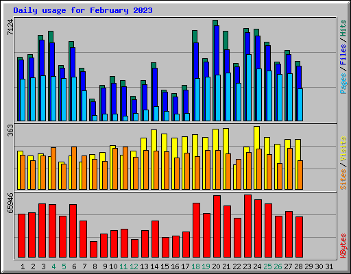 Daily usage for February 2023
