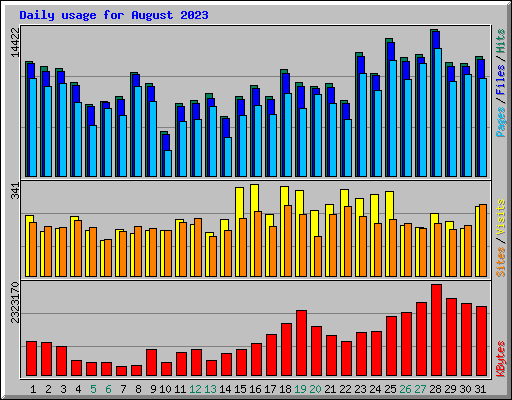 Daily usage for August 2023
