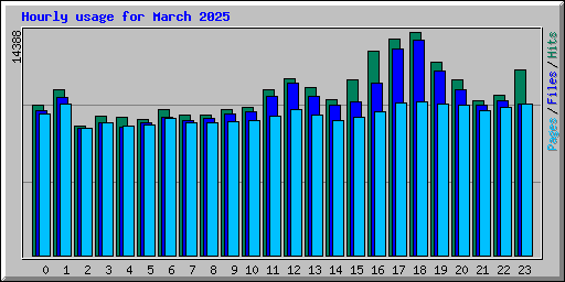 Hourly usage for March 2025